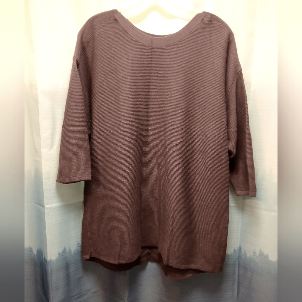 Eggplant knit Chico's 3/4 length sweater, size 3